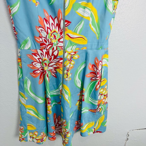 Draper James Sky Blue Georgia Ribbon Floral V Neck Dress Floral 2 - Picture 9 of 11